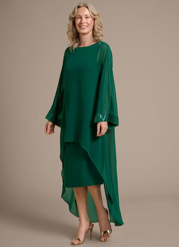 Robe De Soirée Longue Manche Bouffante - gallery 3