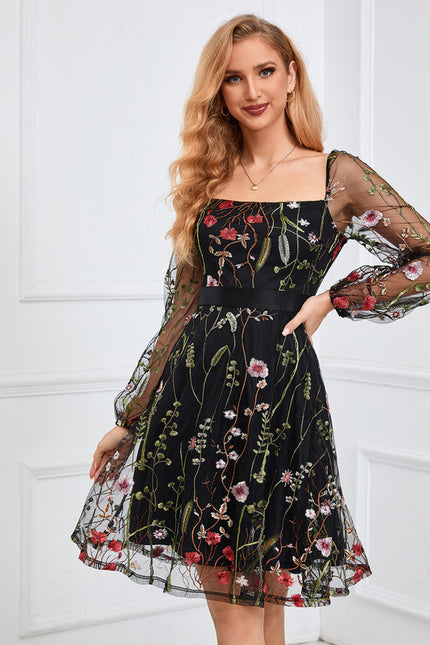 Robe Manche Longue Brodée Transparente - gallery 9