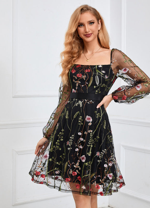 Robe Manche Longue Brodée Transparente - gallery 9