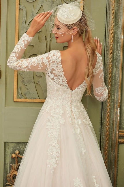 Robe Manche Longue Princesse Tulle Floral - gallery 4
