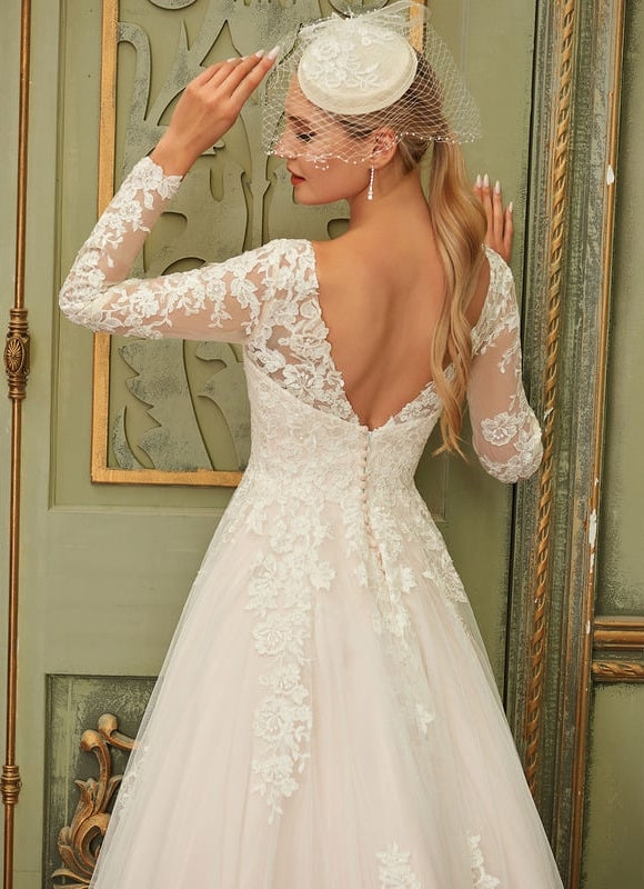 Robe Manche Longue Princesse Tulle Floral - gallery 4