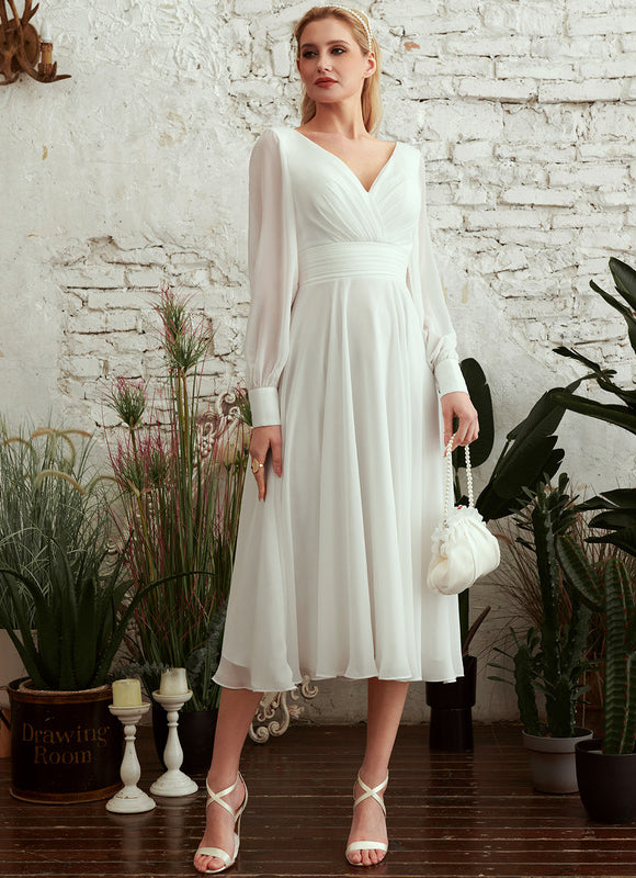 Robe Manche Longue De Mariée Vaporeuse - gallery 1