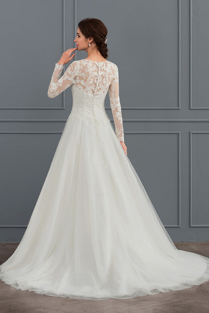 Robe Manche Longue Tulle Florale - gallery 3