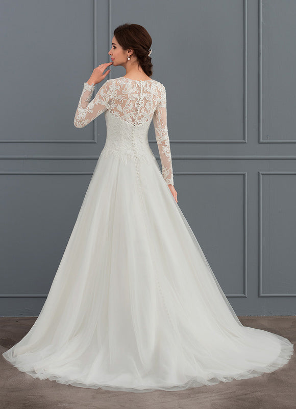 Robe Manche Longue Tulle Florale - gallery 3