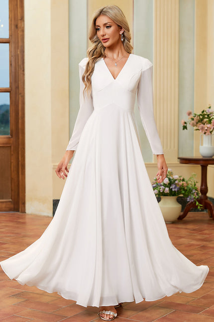Robe Blanche Longue Manches Longues - gallery 6