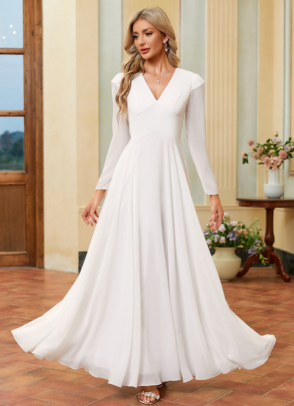 Robe Blanche Longue Manches Longues - gallery 6