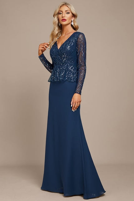 Robe Manche Longue Soirée Pailletée - gallery 2