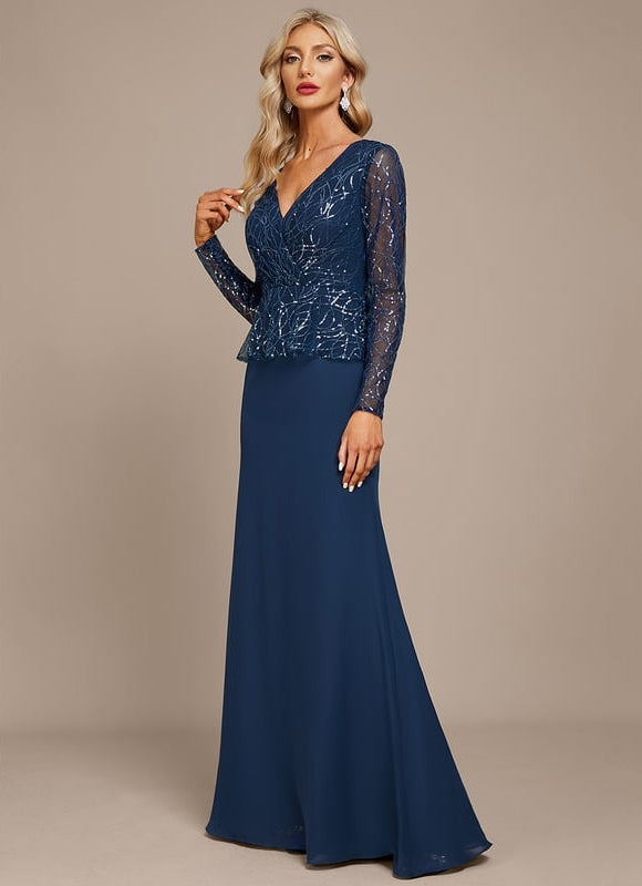Robe Manche Longue Soirée Pailletée - gallery 2