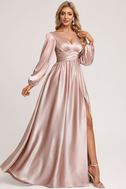 Robe Longue Satin Manche Longue - gallery 4