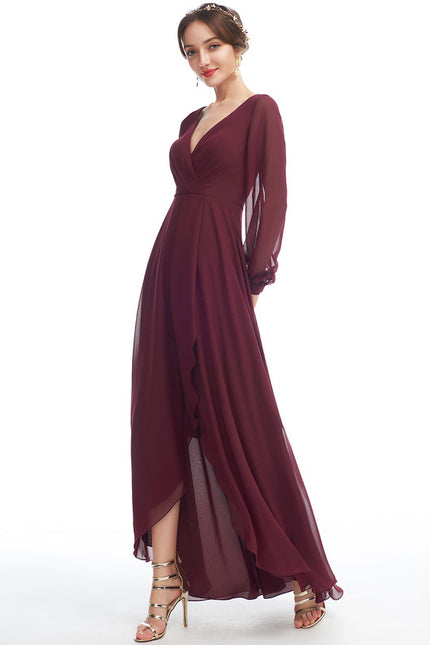 Robe Manche Longue Fluide Marine Volants - gallery 2