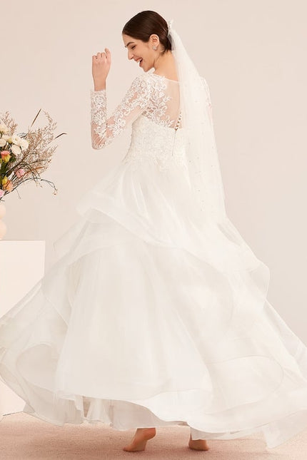 Robe Manche Longue Nuptiale Aérienne - gallery 6