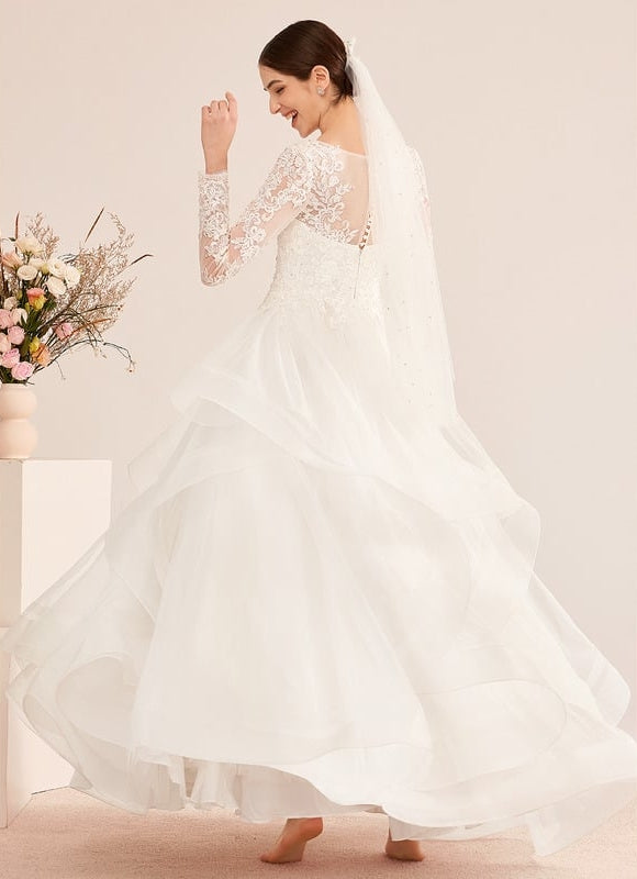 Robe Manche Longue Nuptiale Aérienne - gallery 6