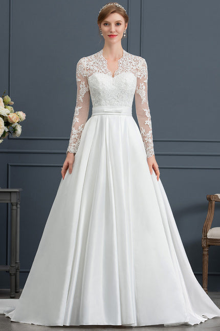 Robe Longue Blanche Manche Bouffante - gallery 1