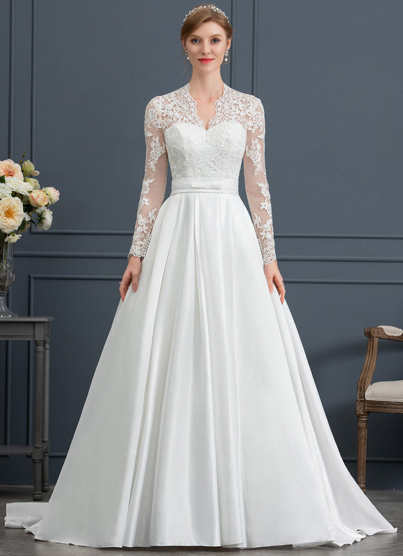 Robe Longue Blanche Manche Bouffante - gallery 1