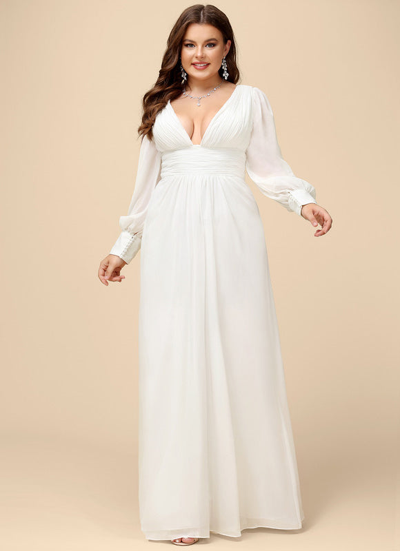 Robe De Soirée Blanche Manche Longue - gallery 8