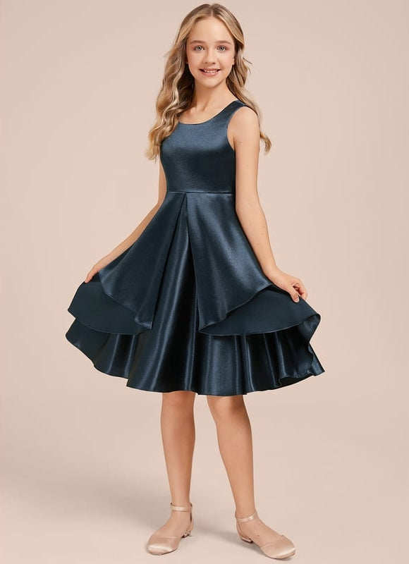 Robe Manche Longue Satin Bleu Canard