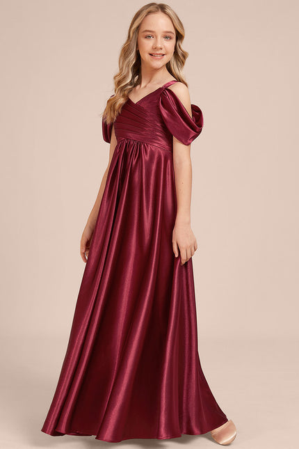 Robe Manche Longue Satin Bordeaux Élégante - gallery 2