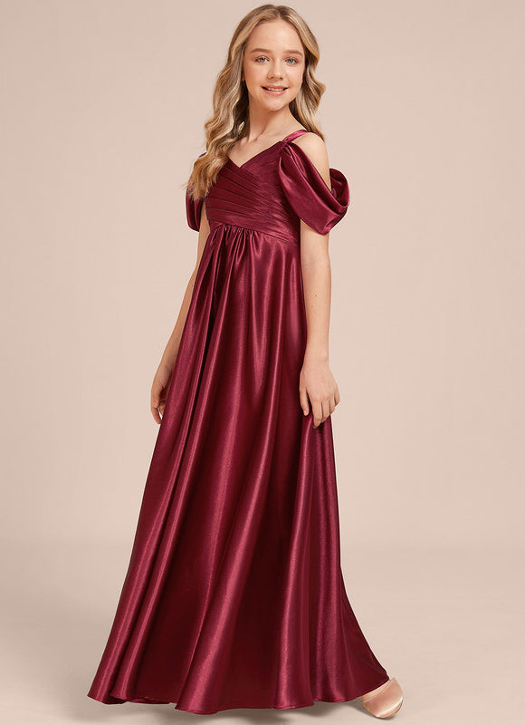 Robe Manche Longue Satin Bordeaux Élégante - gallery 2