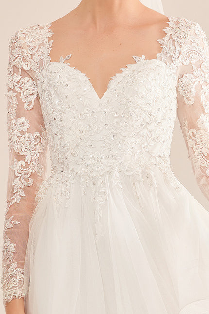 Robe Manche Longue Nuptiale Aérienne - gallery 1