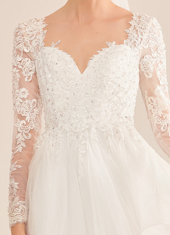 Robe Manche Longue Nuptiale Aérienne - gallery 1