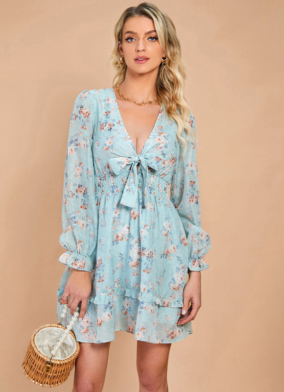 Robe Manche Longue Fleurie Légère - gallery 1