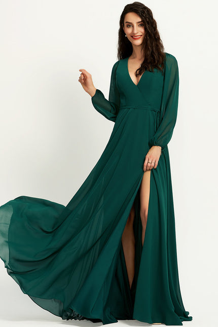 Robe Manche Longue Longue Bordeaux