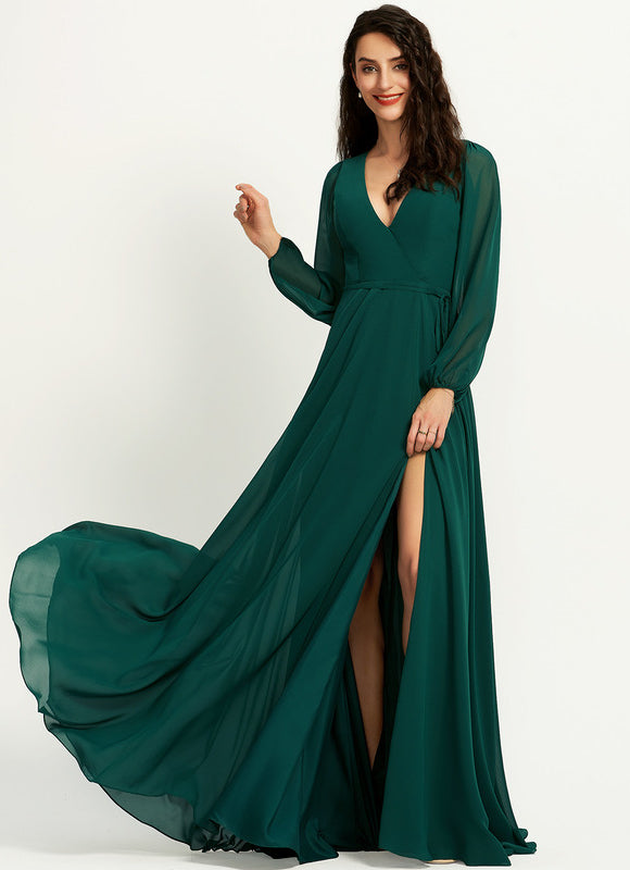 Robe Manche Longue Longue Bordeaux