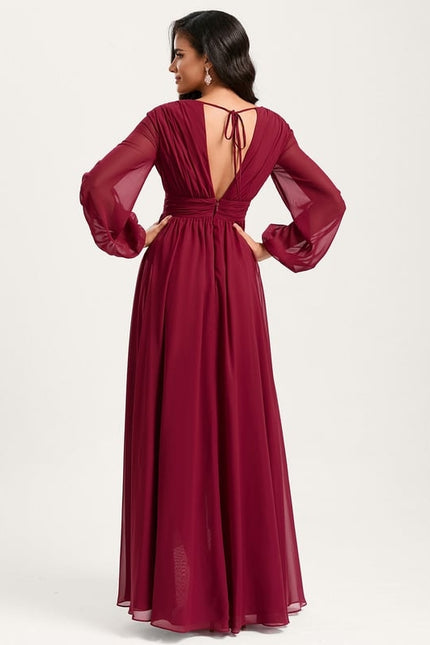 Robe Manche Longue Fluide Marine Volants - gallery 2