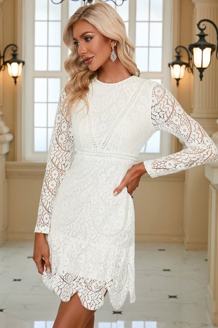 Robe Manche Longue Dentelle Blanche - gallery 2