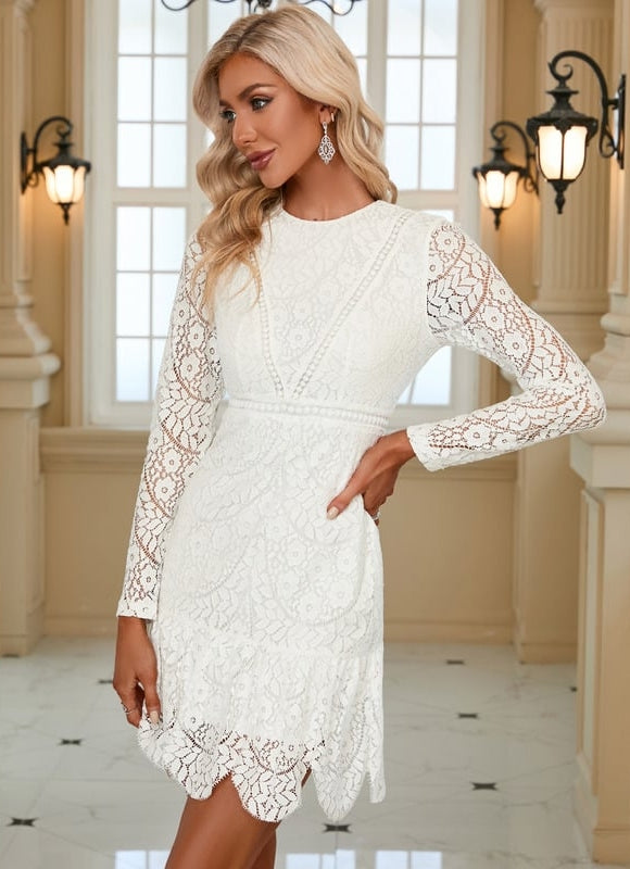 Robe Manche Longue Dentelle Blanche - gallery 2