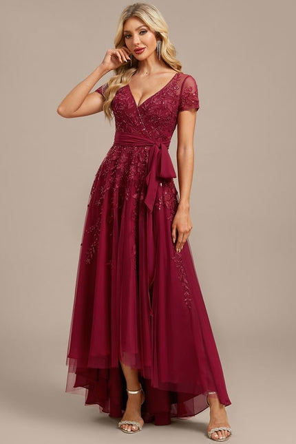 Robe Manche Longue Vaporeuse Bordeaux - gallery 3