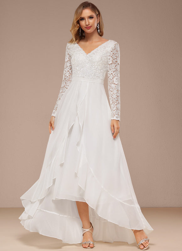 Robe Manche Longue Dentelle Fluide
