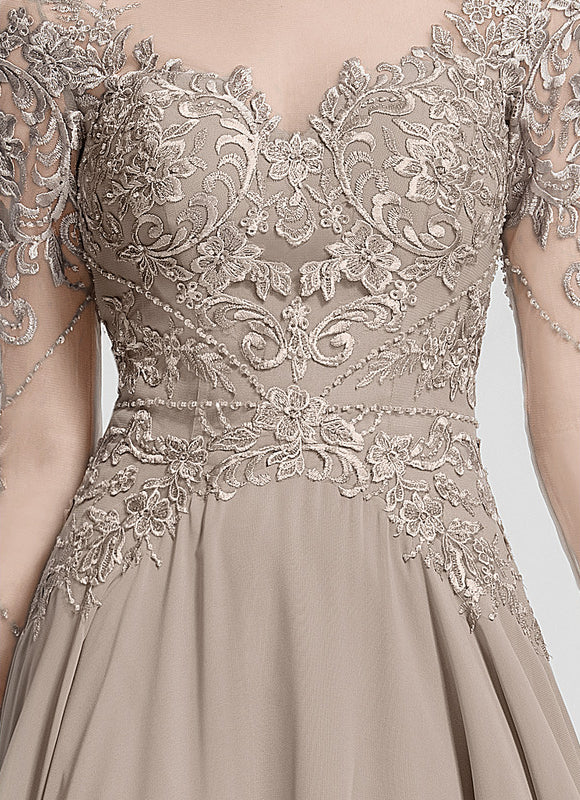 Robe Manche Longue Élégante Beige - gallery 4