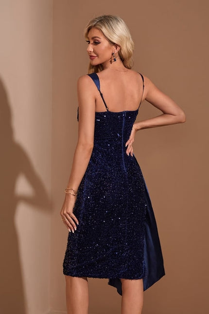 Robe Manche Longue Pailletée Asymétrique - gallery 1