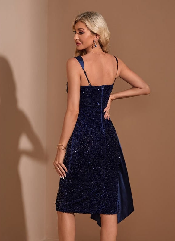 Robe Manche Longue Pailletée Asymétrique - gallery 1