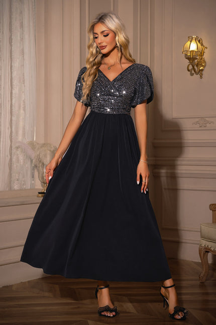 Robe Longue Noire Manche Bouffante - gallery 4