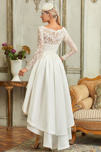 Robe Manche Longue Satin Asymétrique - gallery 6