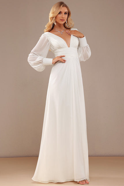 Robe De Soirée Blanche Manche Longue