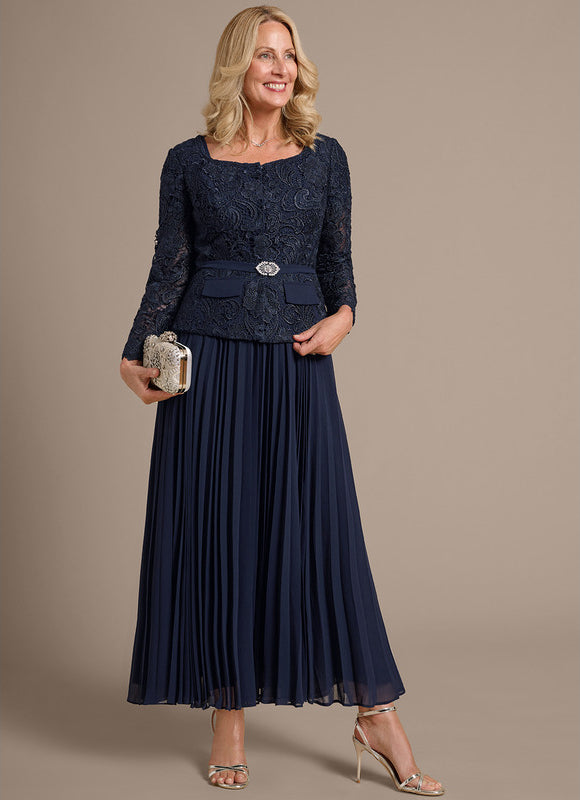 Robe Longue Col Carré Manche Bouffante - gallery 3