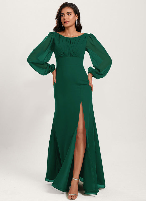 Robe De Soiree Sirene Manche Longue - gallery 1