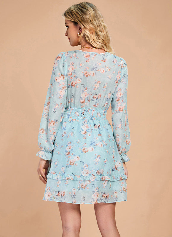 Robe Manche Longue Fleurie Légère - gallery 5