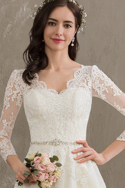Robe Manche Longue Nuptiale Florale - gallery 6