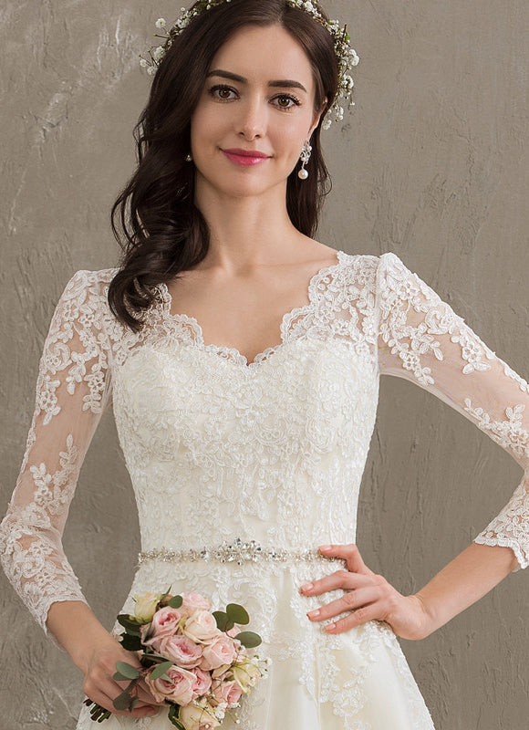 Robe Manche Longue Nuptiale Florale - gallery 6