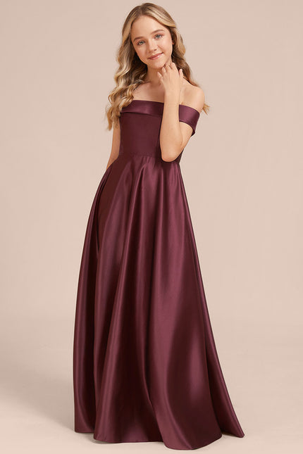 Robe Manche Longue Satin Bordeaux Longue