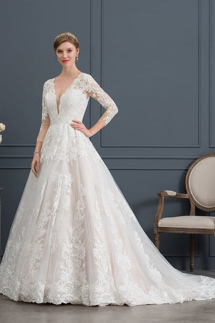 Robe Manche Longue Élégante En Tulle - gallery 5