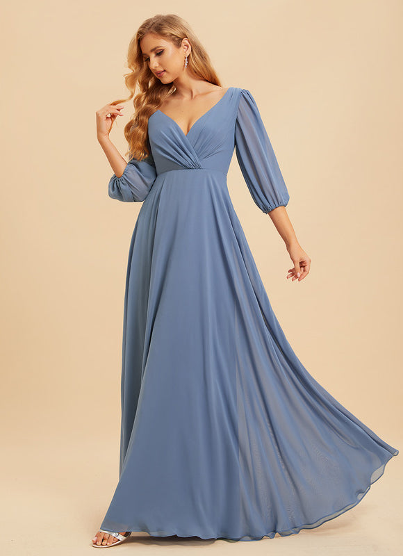 Robe Manche Longue Longue Rose Volants - gallery 3