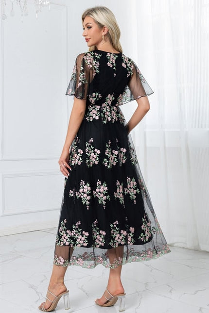 Robe Manche Longue Vintage Tulle Floral - gallery 1