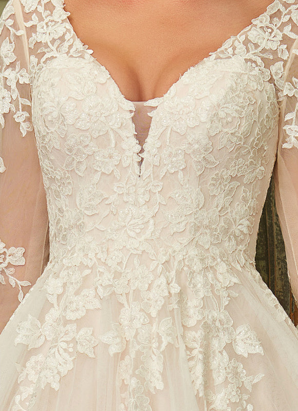 Robe Manche Longue Princesse Tulle Floral - gallery 1