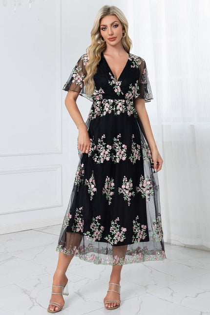 Robe Manche Longue Vintage Tulle Floral - gallery 3