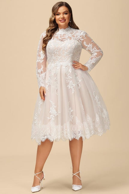 Robe Manche Longue Rétro En Tulle - gallery 8